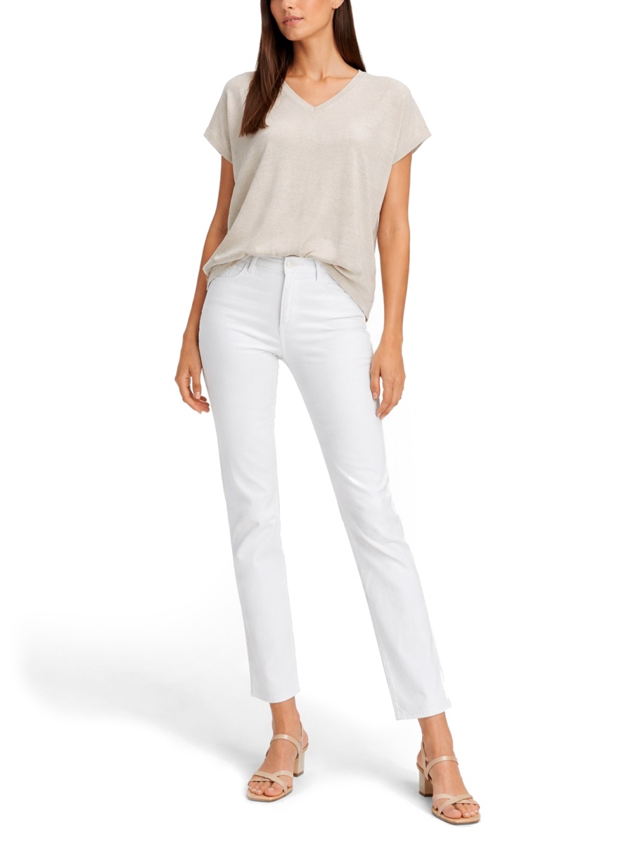 Fabiana Filippi V-Neck Cotton-Blend Knit Top Grijs