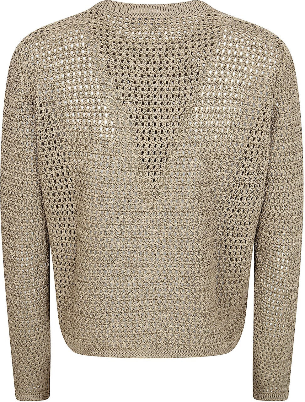 Fabiana Filippi Brown Open-Knit Cardigan with Button-Down Front and Patch Pockets Neutraal