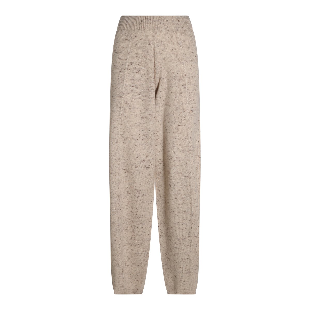 Fabiana Filippi Beige Speckled Wool Pants with Elasticated Waistband Neutraal