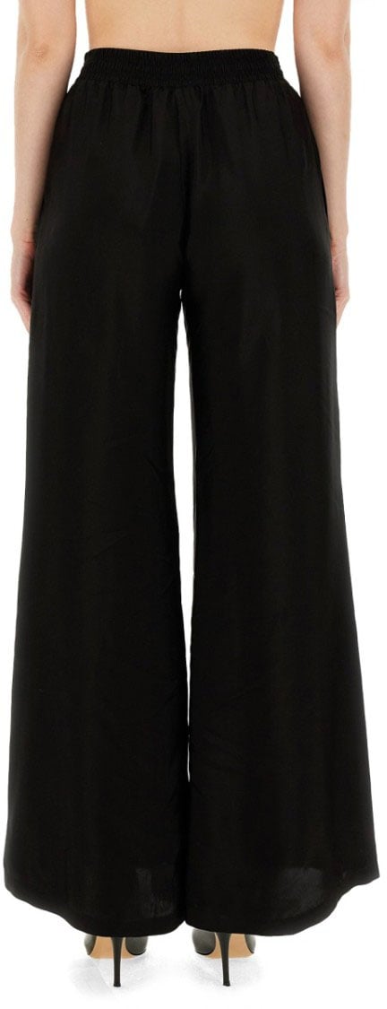 Fabiana Filippi Black Wide Leg Pants With Relaxed Fit And Elastic Waistband Zwart