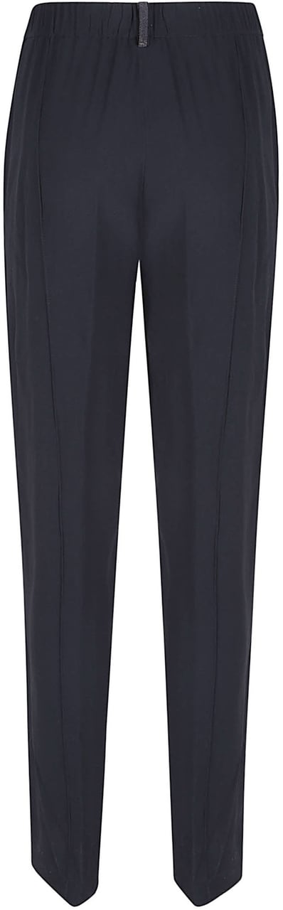 Fabiana Filippi Tapered Black Trousers with Elastic Waistband Zwart
