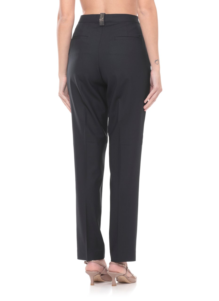 Fabiana Filippi Blue Lightpoint Detail Wool Pants Zwart