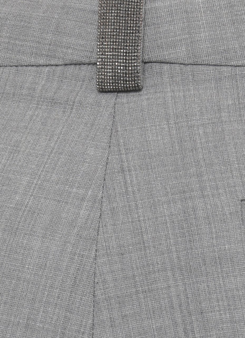 Fabiana Filippi Grey Lightpoint Detail Wool Pants Grijs