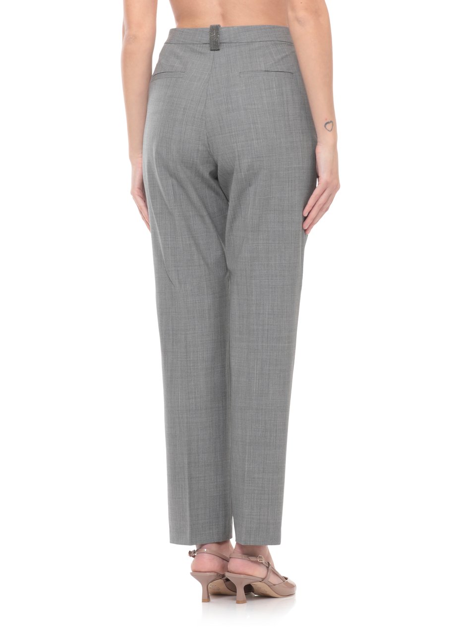 Fabiana Filippi Grey Lightpoint Detail Wool Pants Grijs