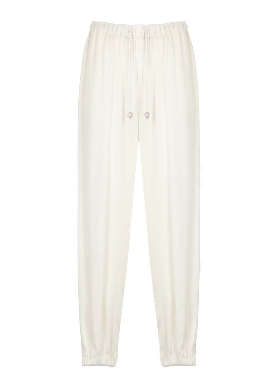 Fabiana Filippi Ivory Drawstring Viscose Straight-Leg Pants Wit