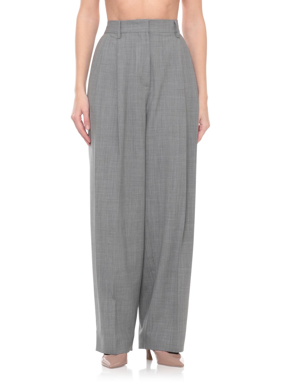 Fabiana Filippi Grey Lightpoint Detail Wool Pants Grijs