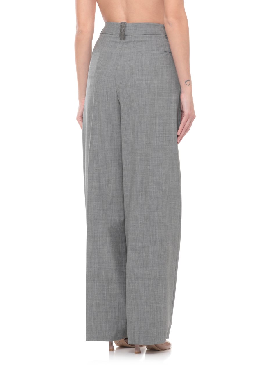 Fabiana Filippi Grey Lightpoint Detail Wool Pants Grijs