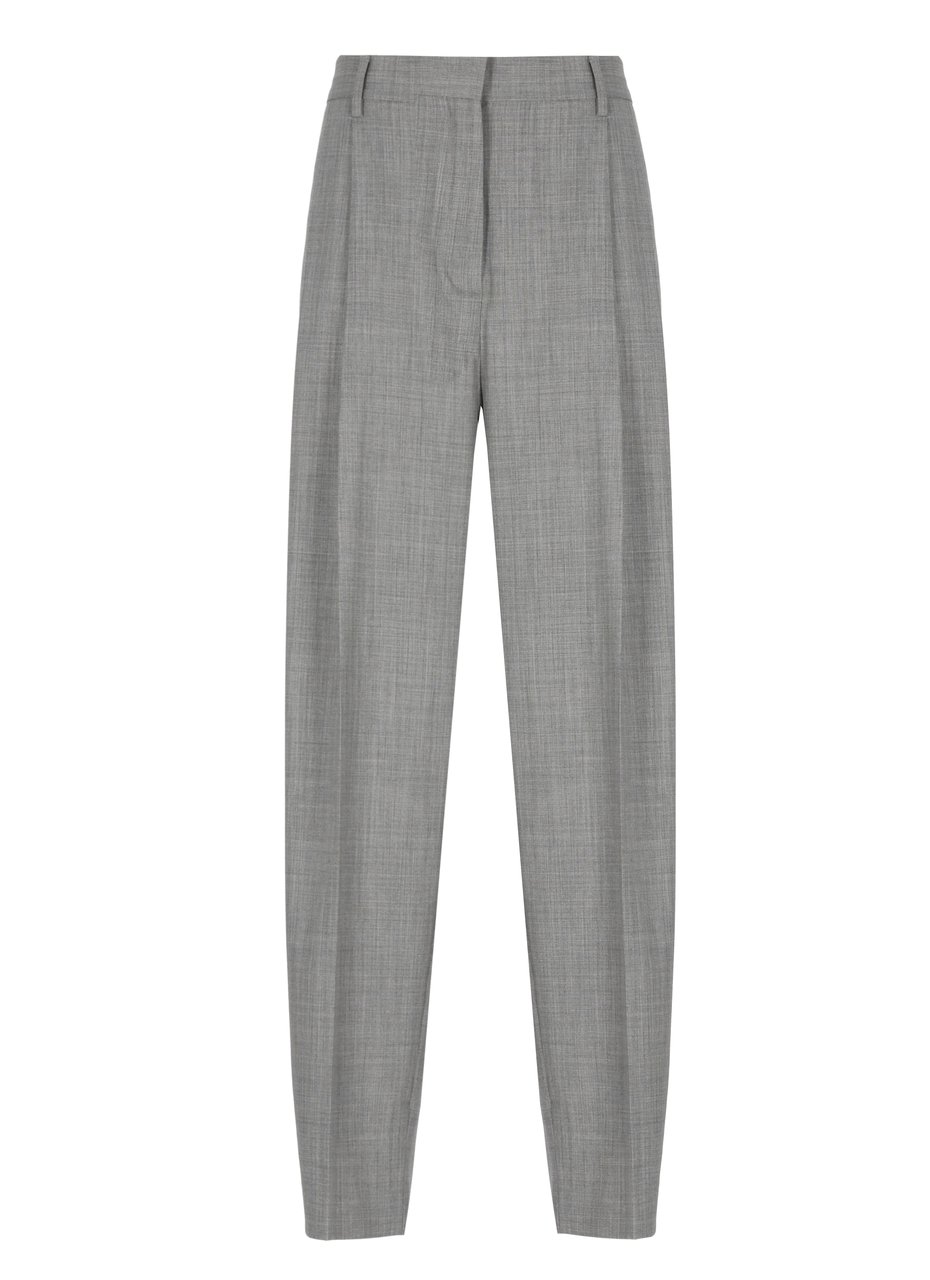 Fabiana Filippi Grey Lightpoint Detail Wool Pants Grijs