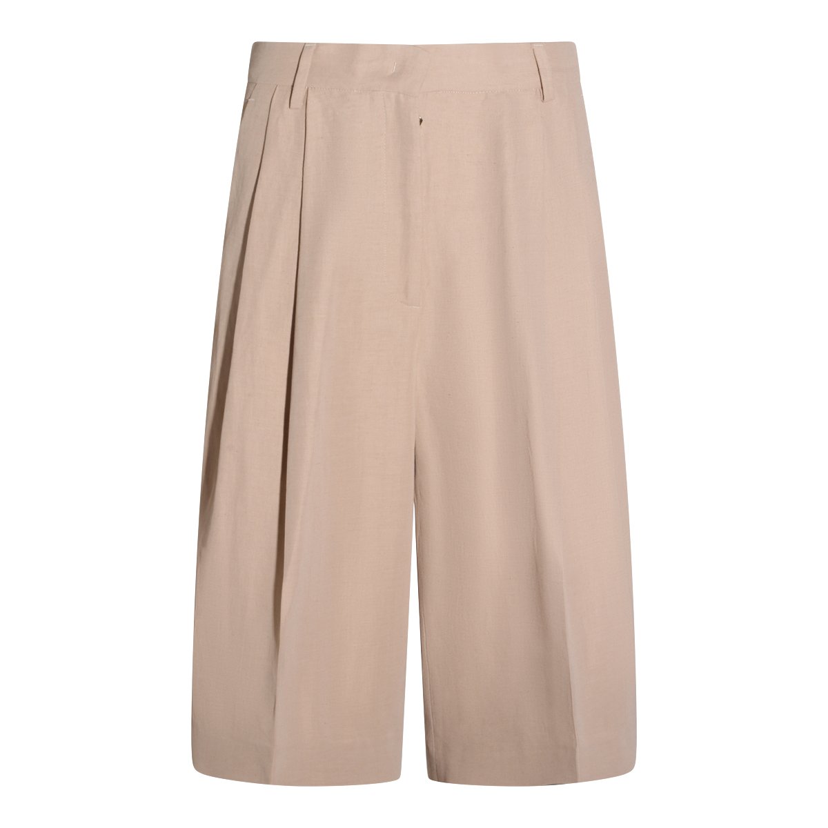 Fabiana Filippi High-Waisted Beige Shorts With Pleated Detailing Neutraal