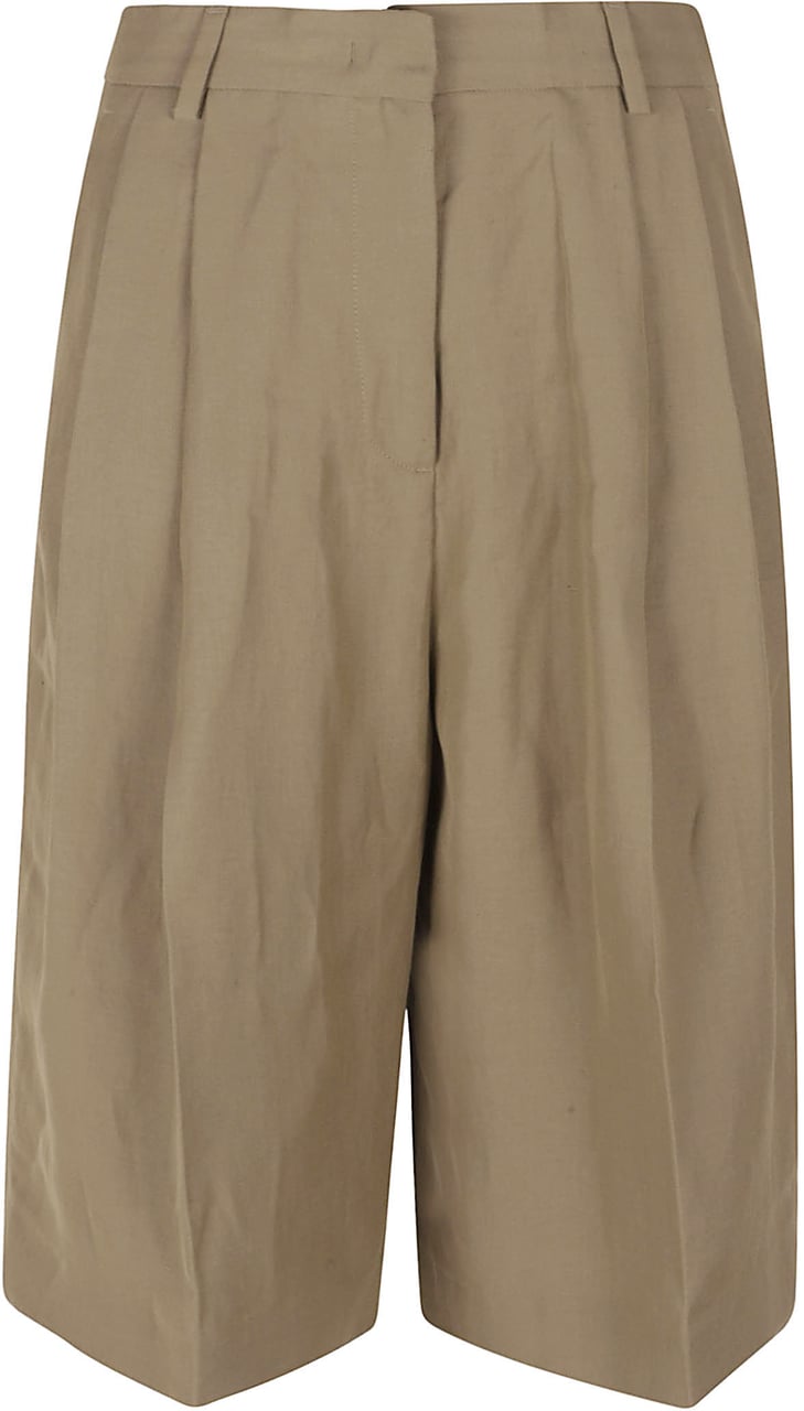 Fabiana Filippi Pleated Brown Shorts With Hidden Closure Bruin