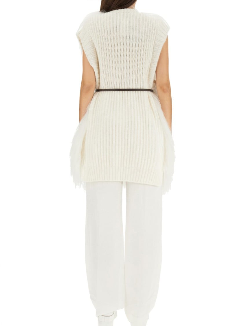 Fabiana Filippi Fluffy White Fur Vest Neutraal
