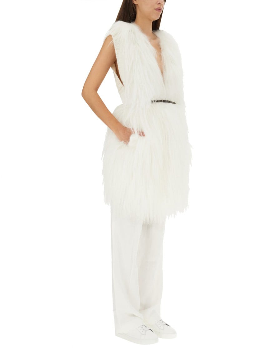 Fabiana Filippi Fluffy White Fur Vest Neutraal