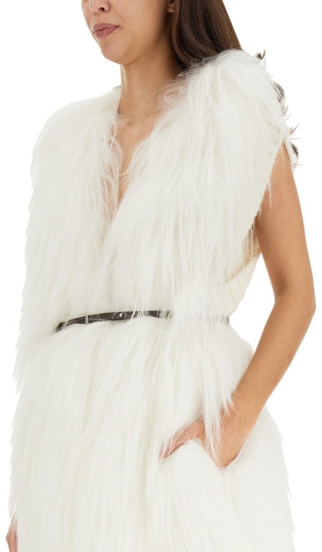 Fabiana Filippi Fluffy White Fur Vest Neutraal