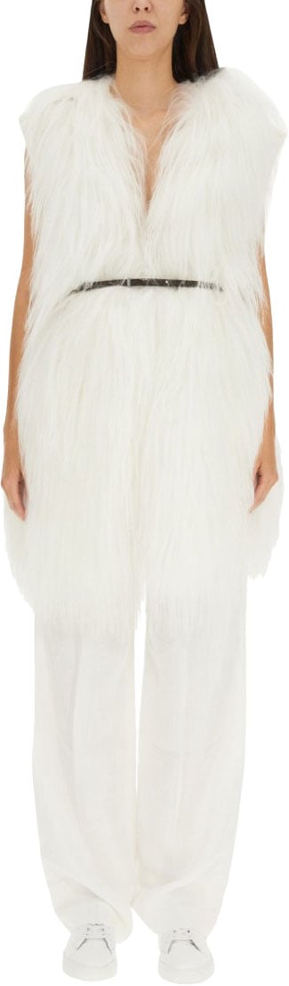 Fabiana Filippi Fluffy White Fur Vest Neutraal