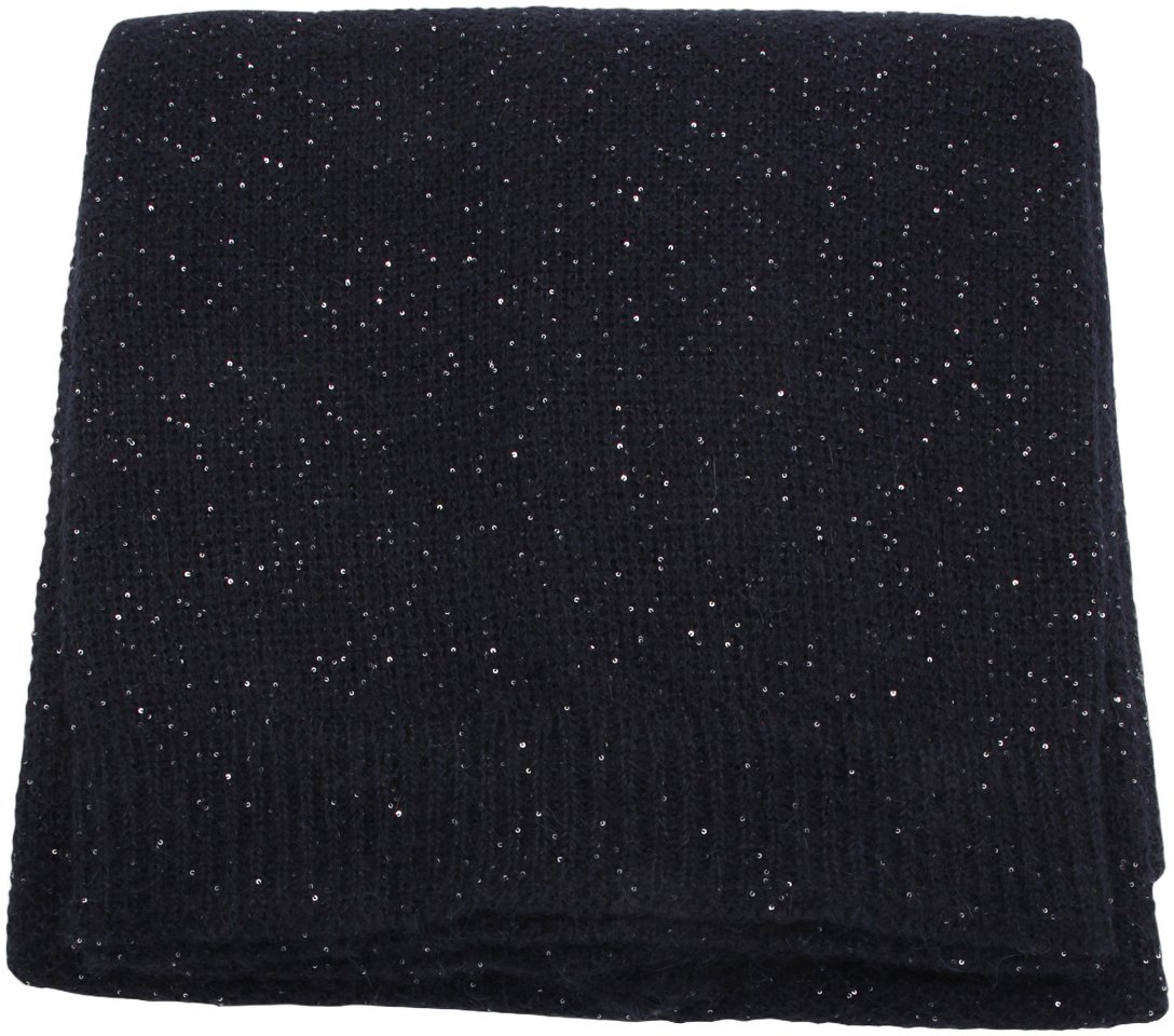 Fabiana Filippi Knitted Dark Blue Scarf with Subtle Shimmer Zwart