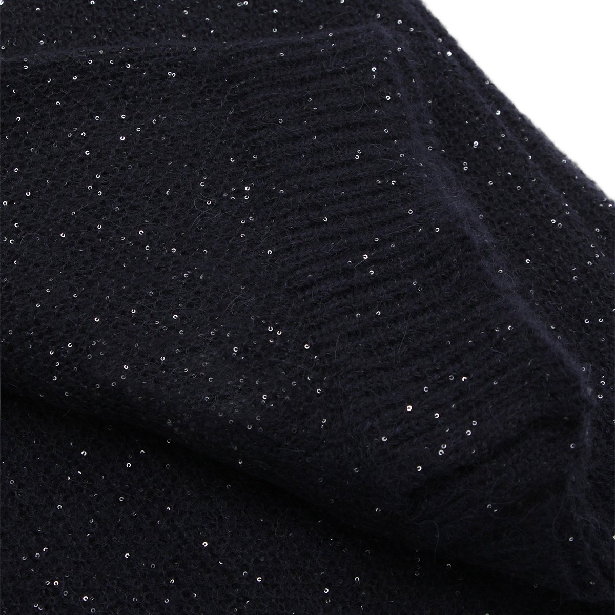Fabiana Filippi Knitted Dark Blue Scarf with Subtle Shimmer Zwart