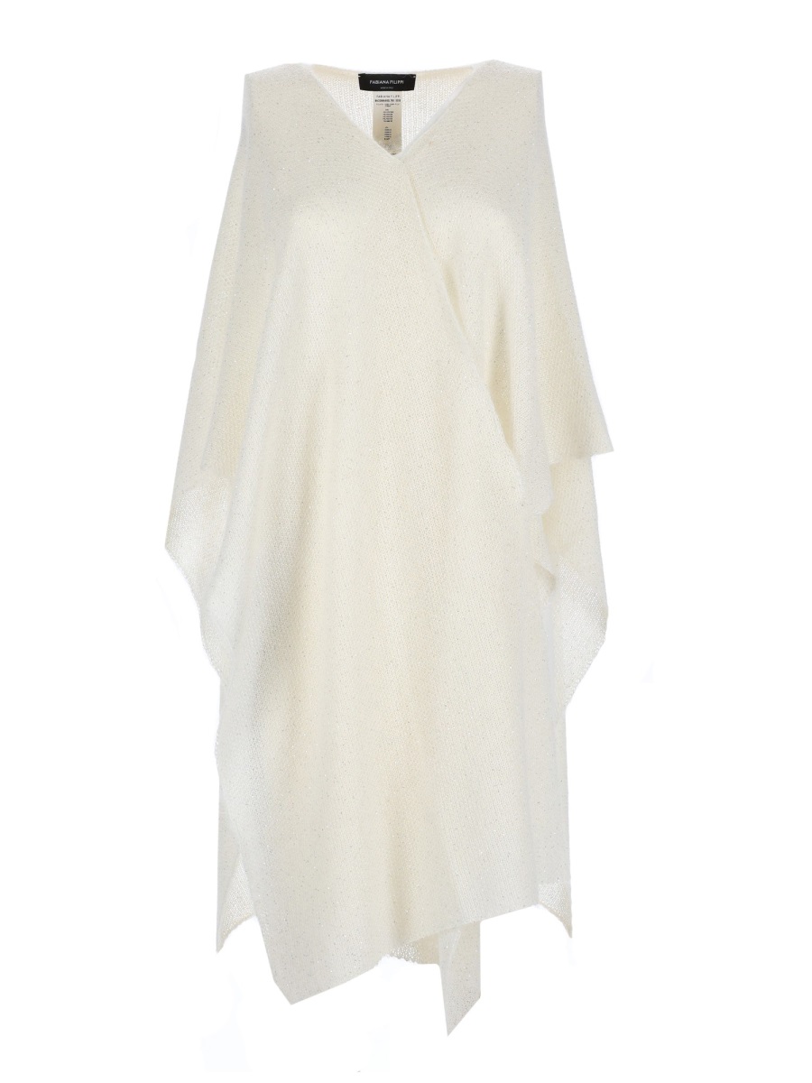 Fabiana Filippi Neutral Flowing Sequined Cape Layering Neutraal