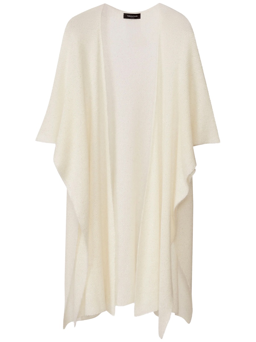 Fabiana Filippi Neutral Flowing Sequined Cape Layering Neutraal