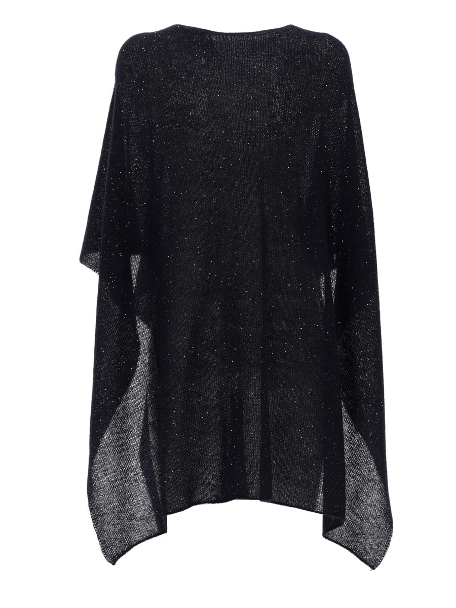 Fabiana Filippi Sequined Knit Wool-Blend Cape Zwart