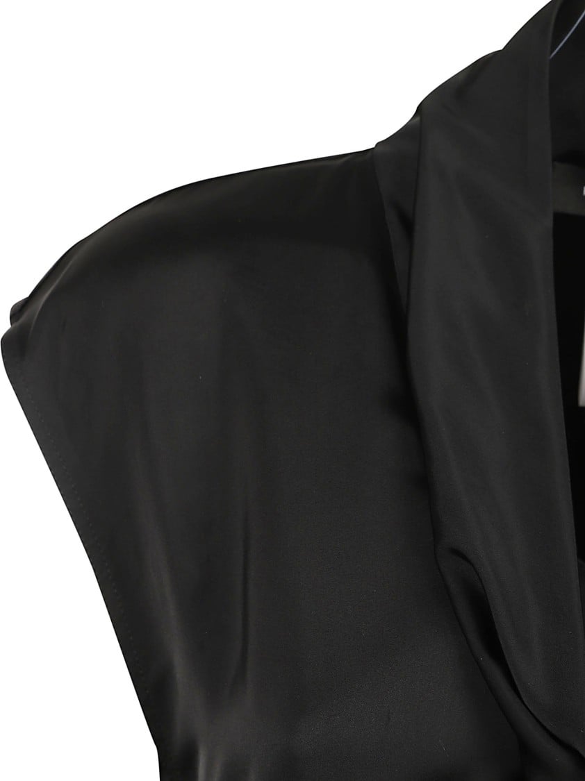 Fabiana Filippi Flowing Black Satin Finish Shirt Zwart