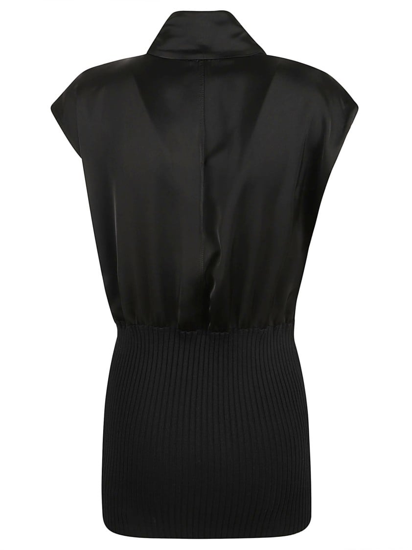 Fabiana Filippi Flowing Black Satin Finish Shirt Zwart