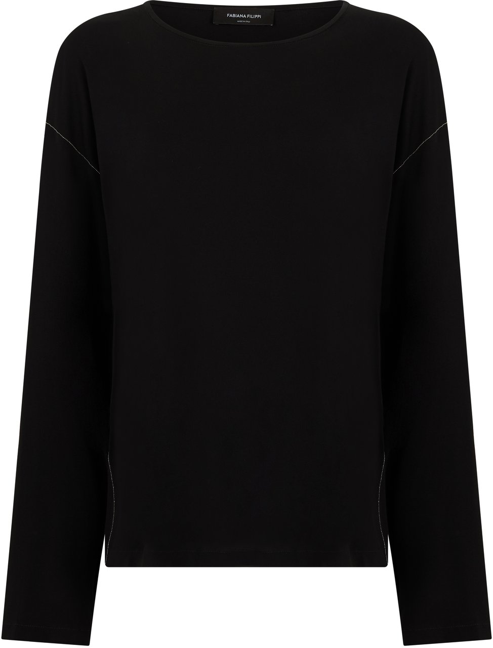 Fabiana Filippi Black blouse with long sleeves, minimalist and versatile. Zwart
