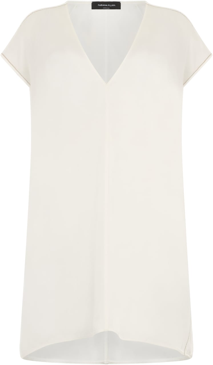 Fabiana Filippi Blouse with elegant V-neck. Neutraal