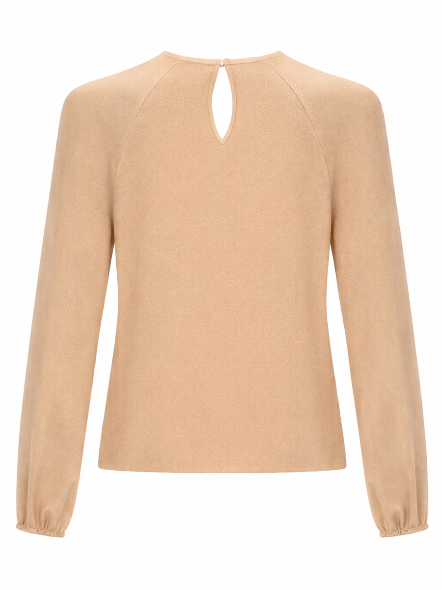 Fabiana Filippi Long-Sleeved Viscose Keyhole Top Bruin