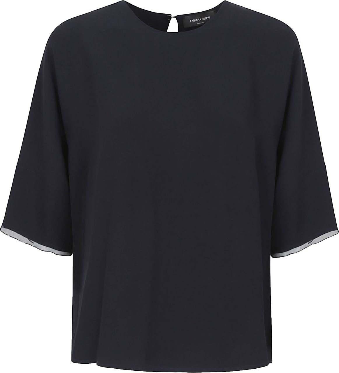 Fabiana Filippi Boxy Blue Short-Sleeve Top Zwart