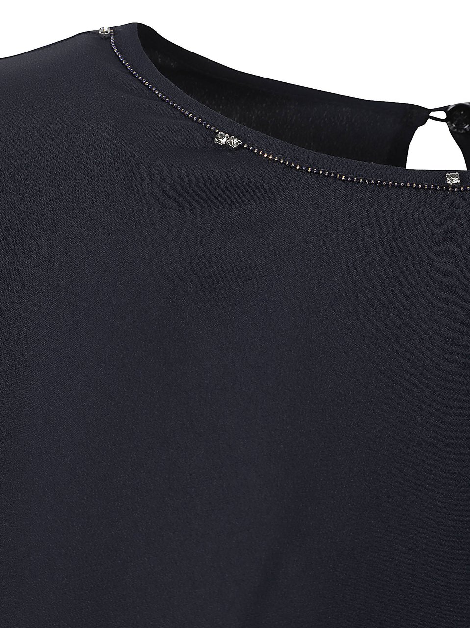 Fabiana Filippi Short-Sleeved Top With Embellished Round Neckline Zwart