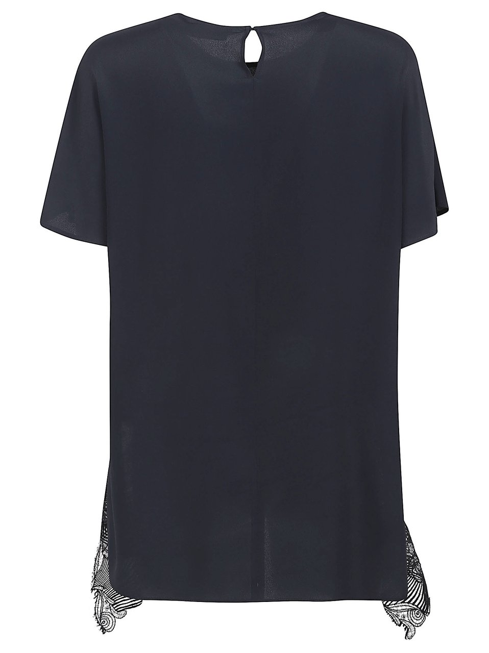 Fabiana Filippi Short-Sleeved Top with Delicate Lace Trim Zwart