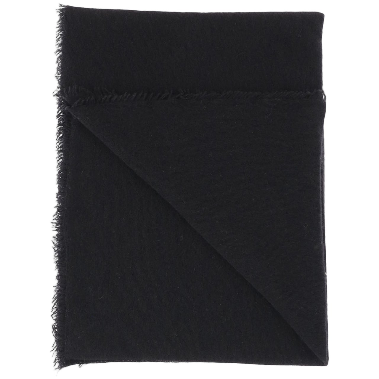 FALIERO SARTI Fringed Black Cashmere Scarf With Rectangular Design Zwart