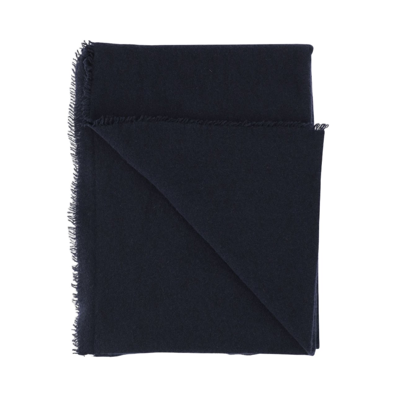 FALIERO SARTI Fringed Rectangular Cashmere Scarf In Navy Zwart