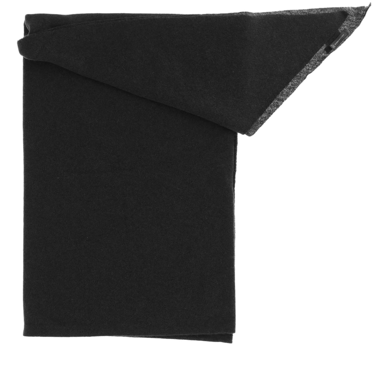 FALIERO SARTI Triangular Cashmere Scarf With Frayed Edges Zwart