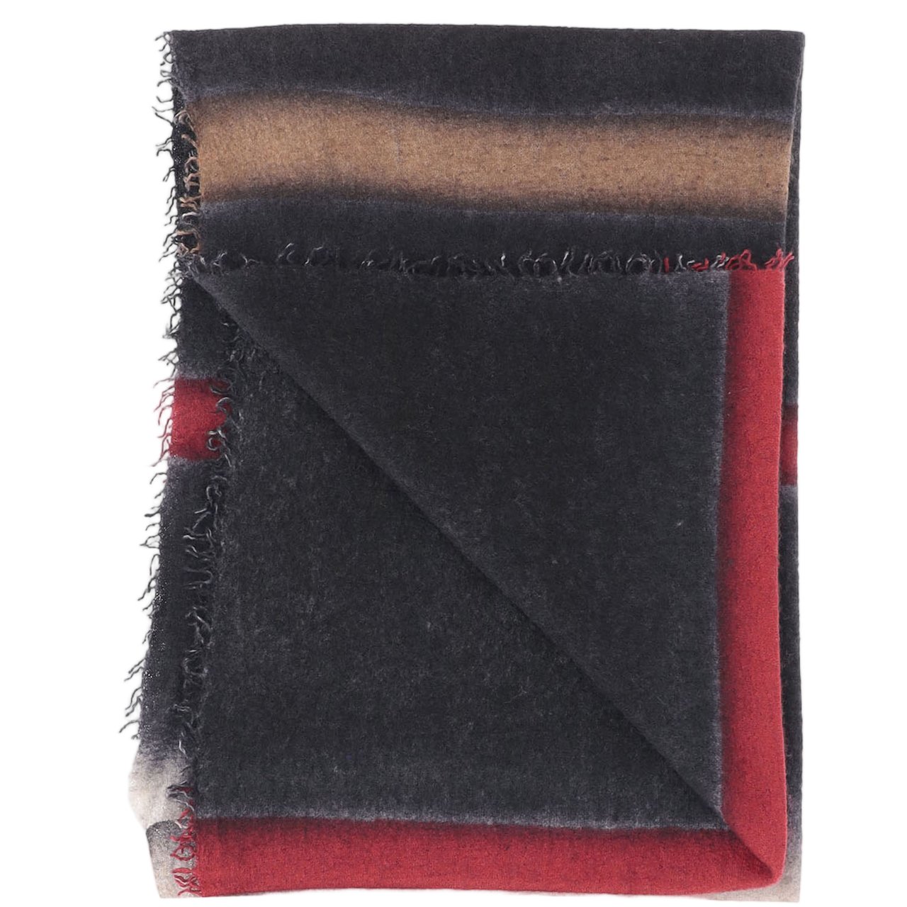 FALIERO SARTI Eros Pattern Cashmere And Silk Scarf With Fringed Edges Zwart