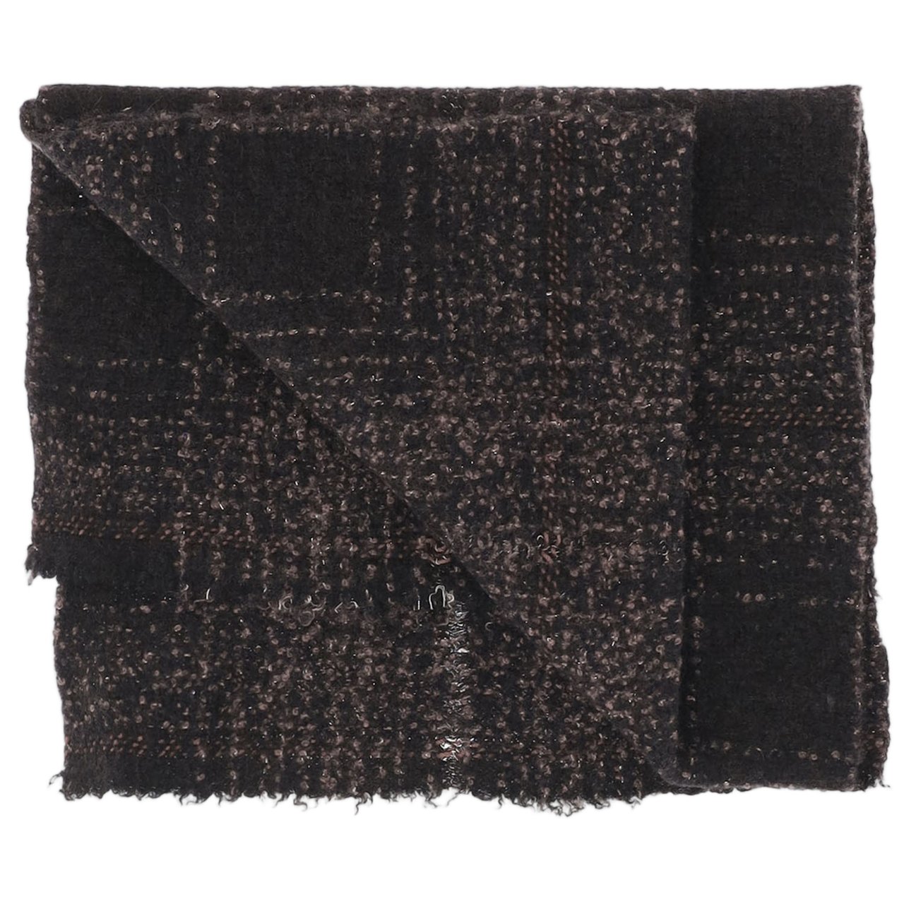 FALIERO SARTI Textured Check Pattern Cashmere Blend Scarf Zwart