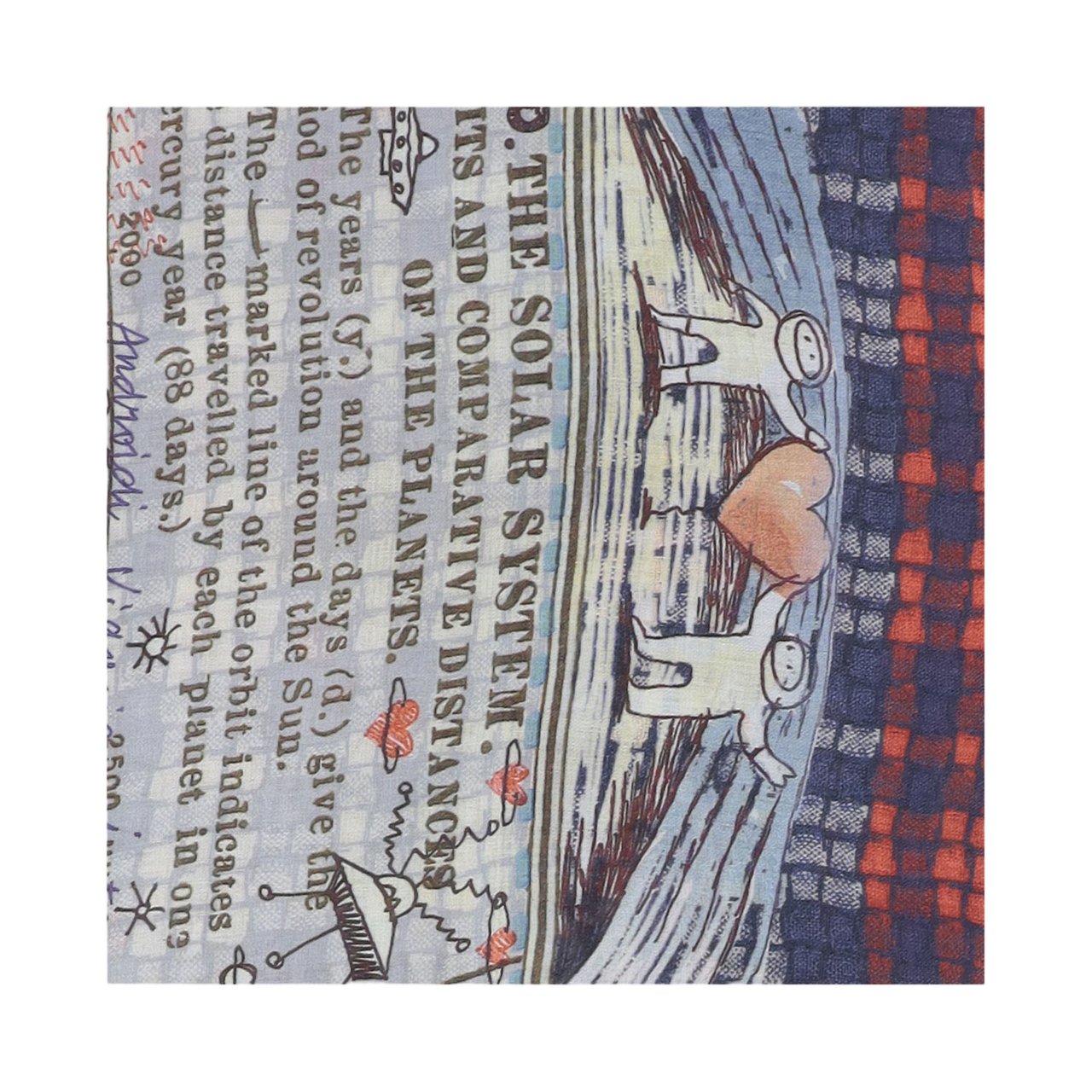 FALIERO SARTI Rectangular Scarf With Fringed Edges And Whimsical Print Grijs