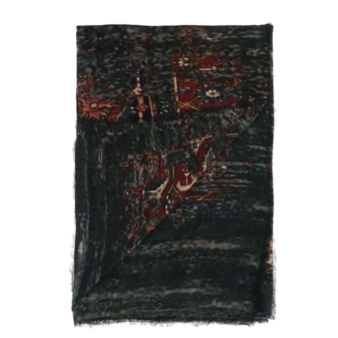 FALIERO SARTI Intricate Patterned Modal-Cashmere Scarf With Fringed Edges Zwart
