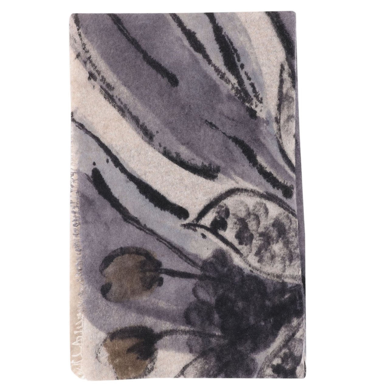 FALIERO SARTI Rectangular Cashmere Scarf With Fringed Edges And Birch Pattern Grijs