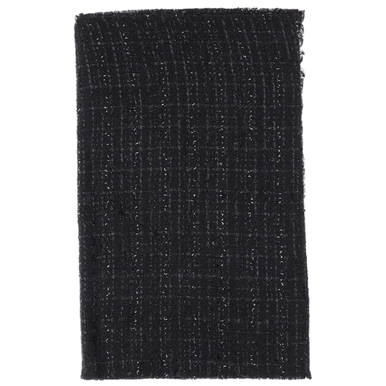 FALIERO SARTI Fringed Rectangular Scarf With Metallic Thread Accents Zwart