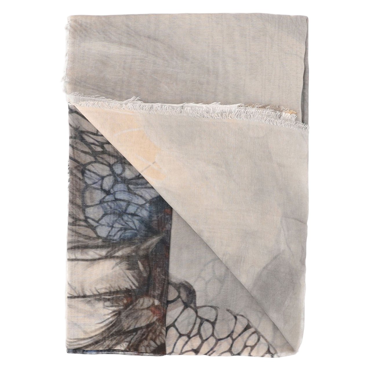 FALIERO SARTI Rectangular Modal Blend Scarf With Fringed Edges And All-Over Pattern Wit