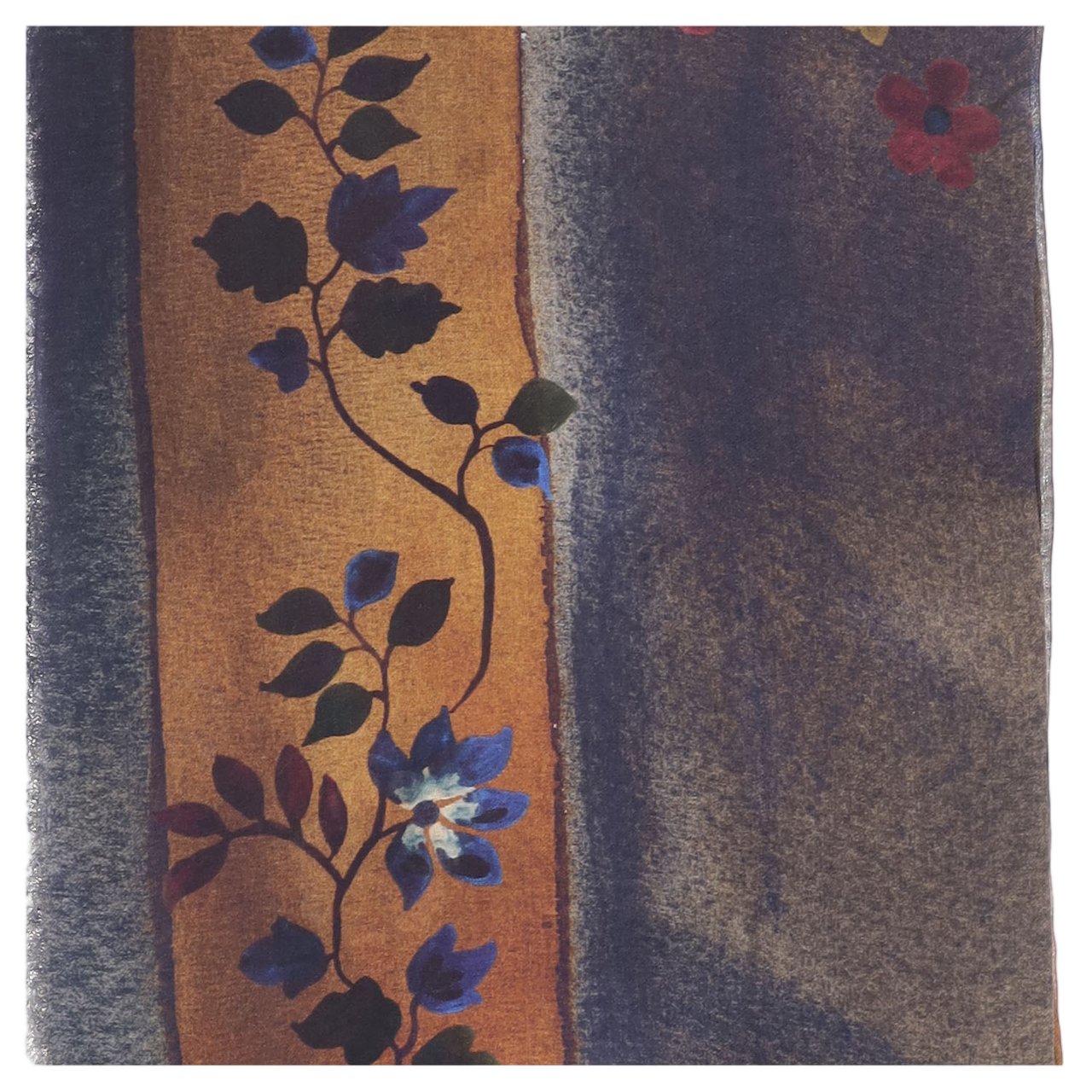 FALIERO SARTI Rectangular Cashmere Scarf With Floral Pattern And Fringed Edges Grijs
