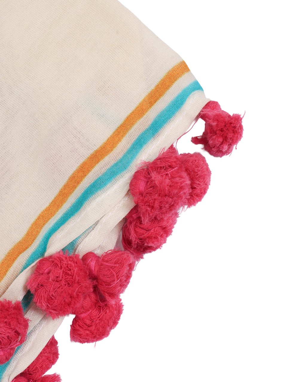 FALIERO SARTI Simpaty Floral Pom Pom Scarf Neutraal