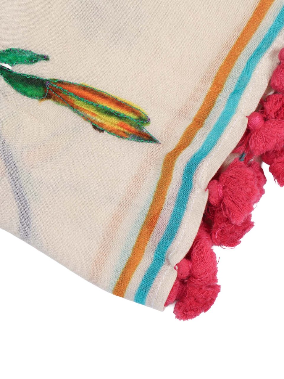 FALIERO SARTI Simpaty Floral Pom Pom Scarf Neutraal