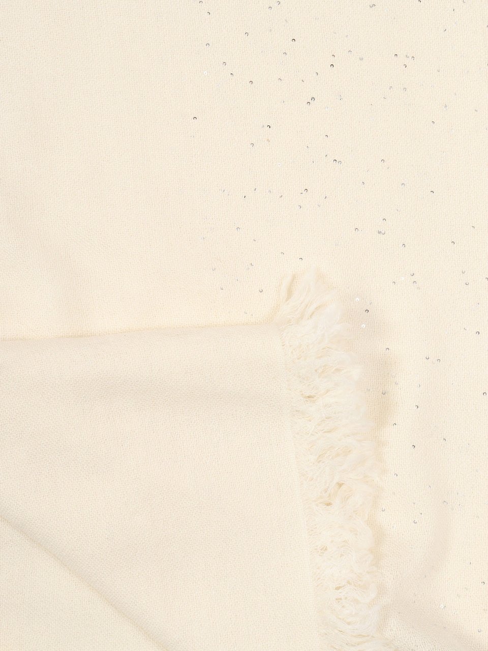 FALIERO SARTI Rectangular Scarf with Metallic Specks and Fringed Edges Neutraal