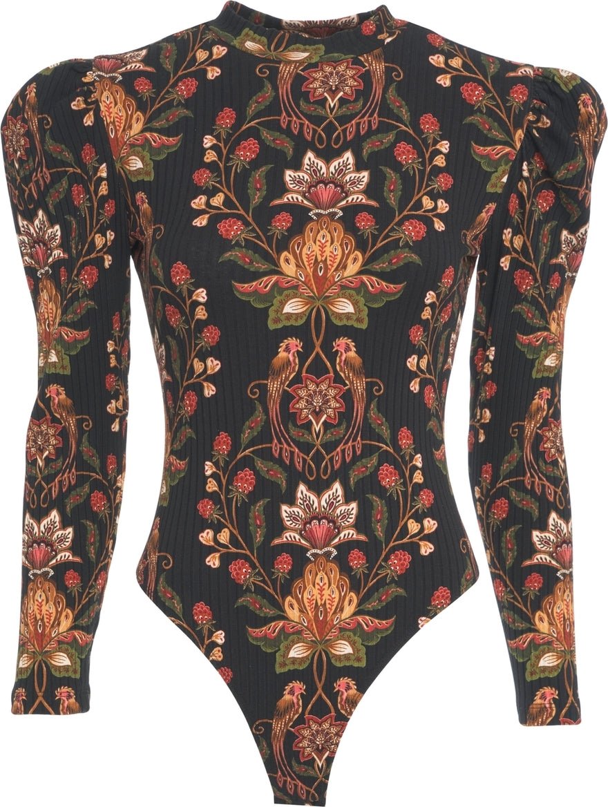 FARM Rio Bodysuit 'Berry Garden' Zwart