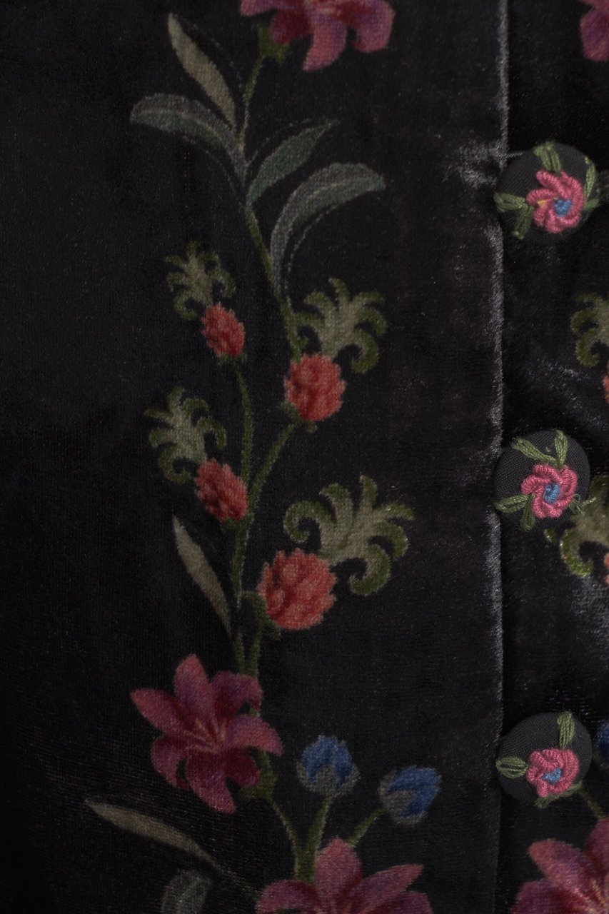FARM Rio Velvet top with floral pattern Zwart
