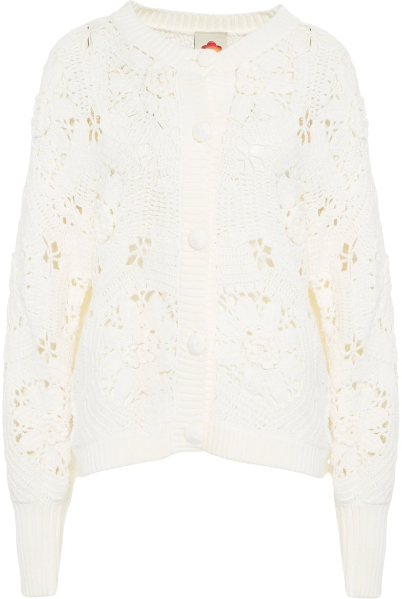 FARM Rio Cardigan with openwork details Wit