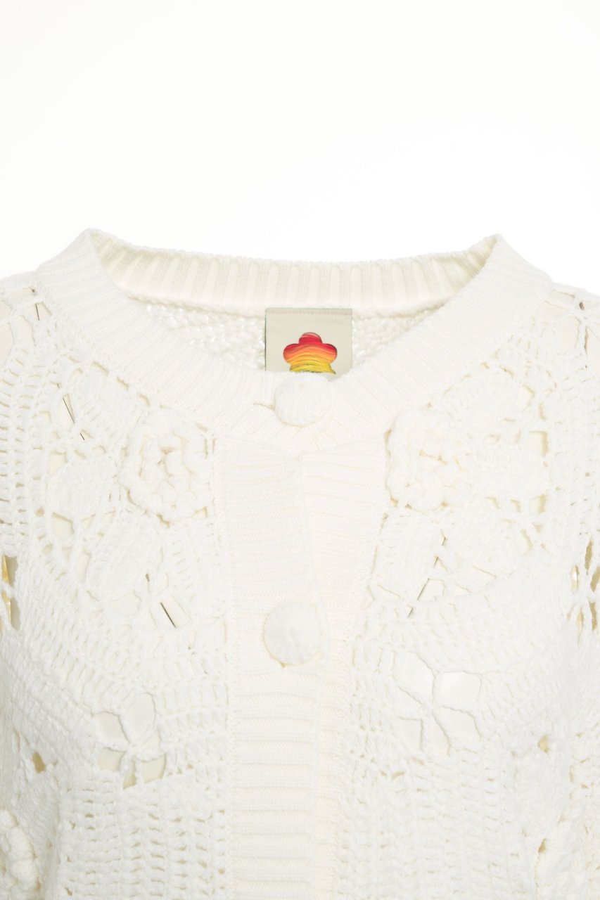 FARM Rio Cardigan with openwork details Wit