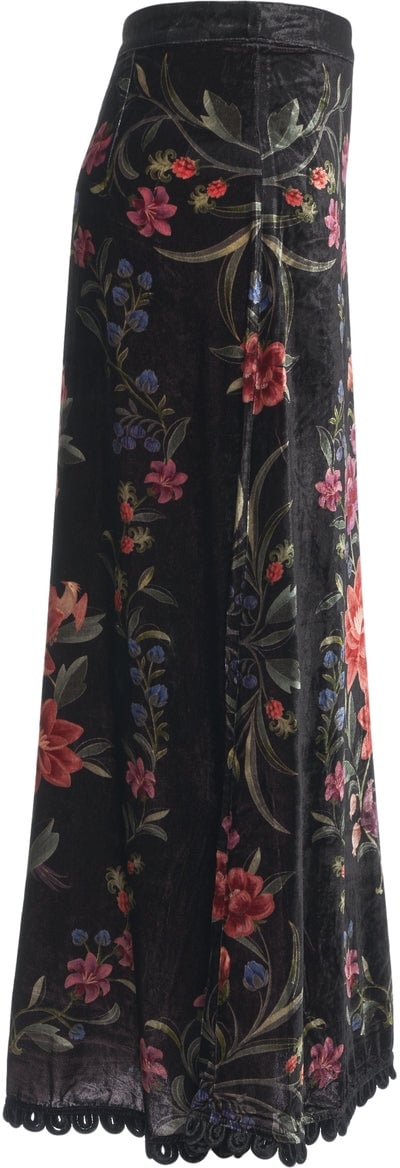 FARM Rio Velvet skirt with floral print Zwart